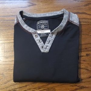 Men's M Zimego long sleeve henley black/gr…